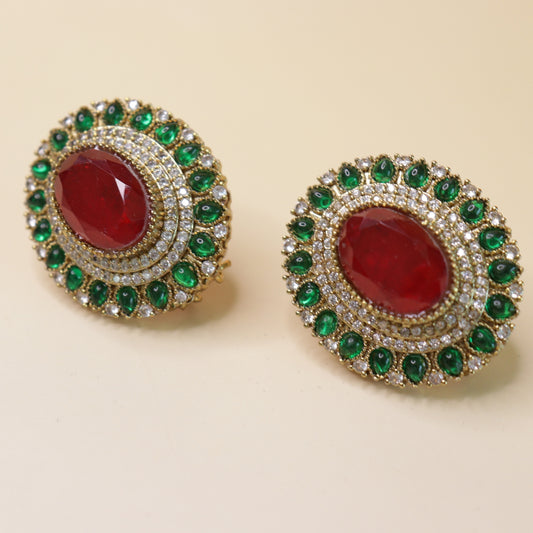 Orbit Shiny Emerald Earrings