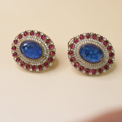 Midnight Gem Combo - 22K gold plated jewellery combo set close-up view - Mehraya