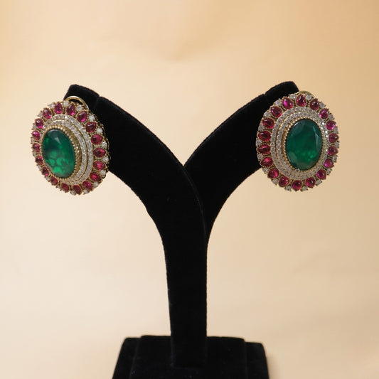 Orbit Shiny Emerald Earrings