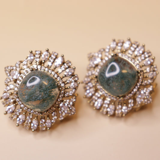 Vintage Moss Cz Earrings
