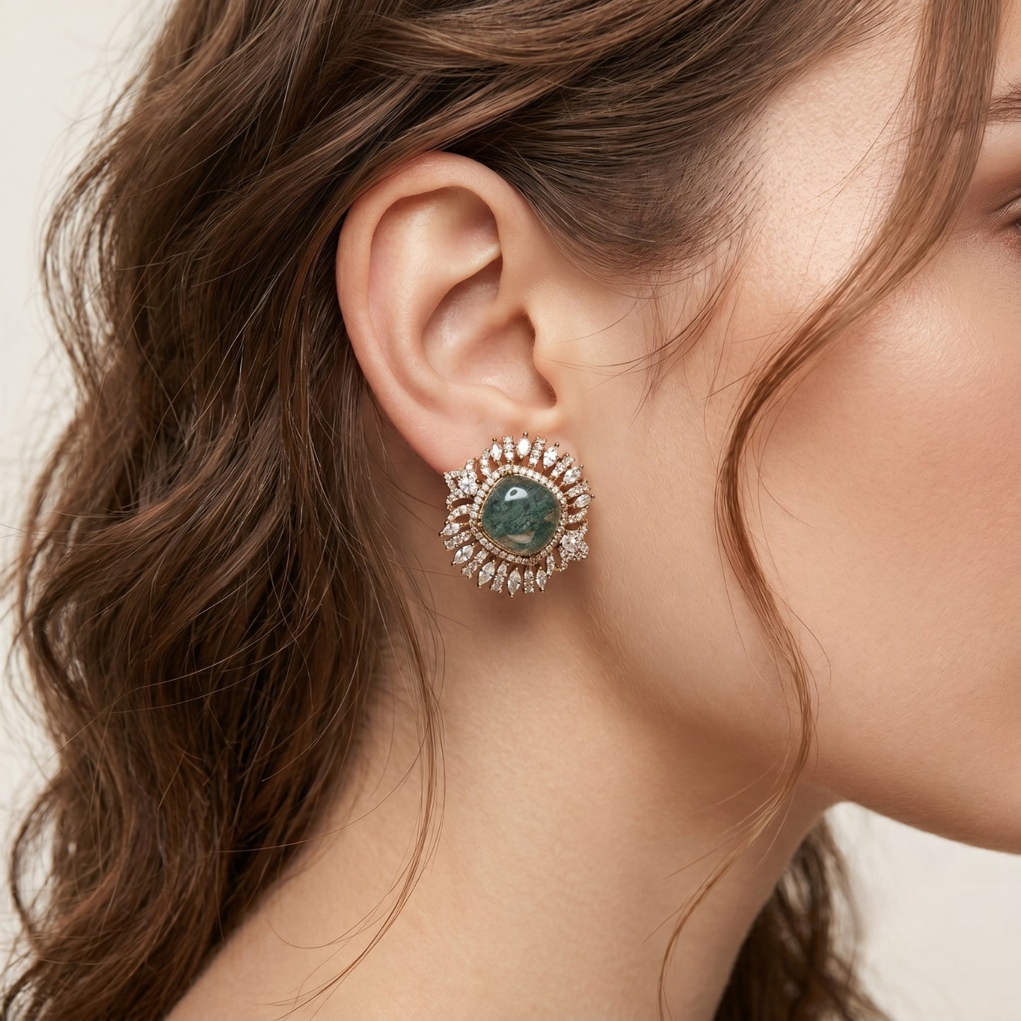Vintage Moss Sunburst Earrings