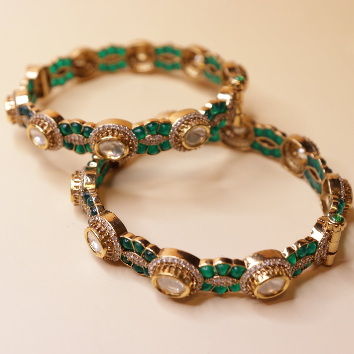 Rajwadi Emerald Glow Bangles