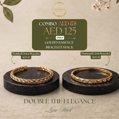 Golden Essence Bracelet Stack - 18K gold plated stainless steel bracelet stack - Mehraya