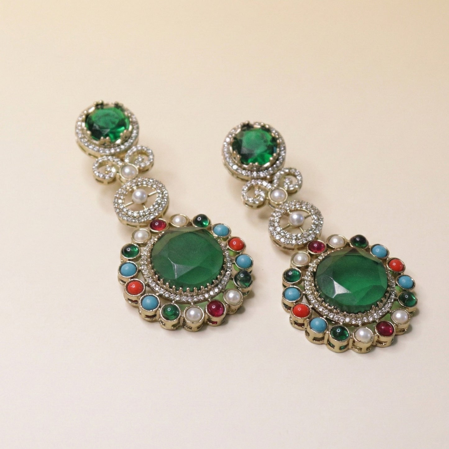 Emerald Opulence Drops Earrings