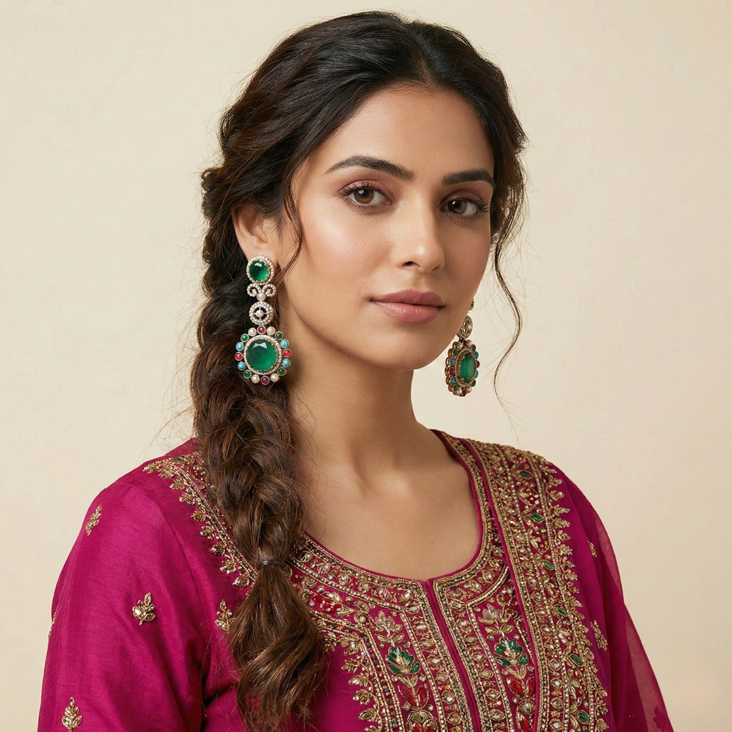 Emerald Opulence Drops Earrings