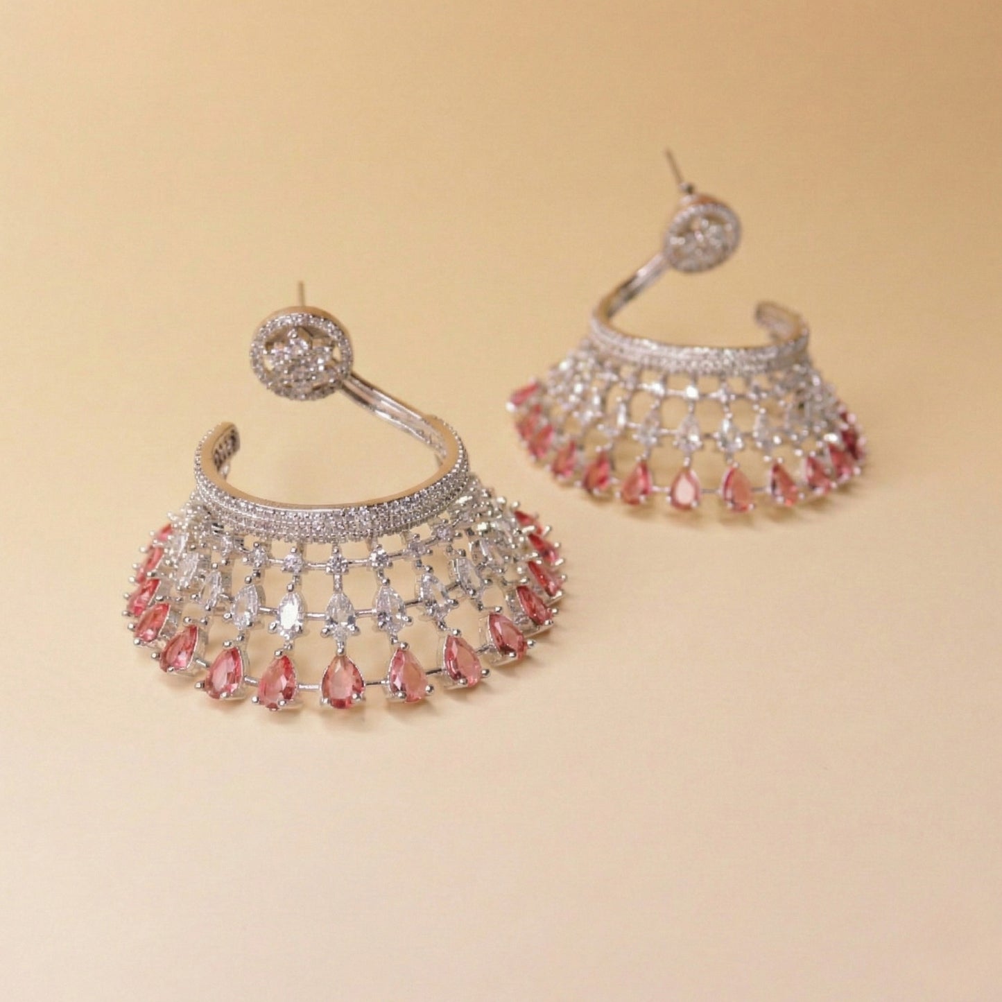 Pear-Cut Lattice Earrings