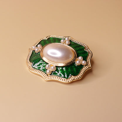 Emerald Pearl Heirloom Brooch