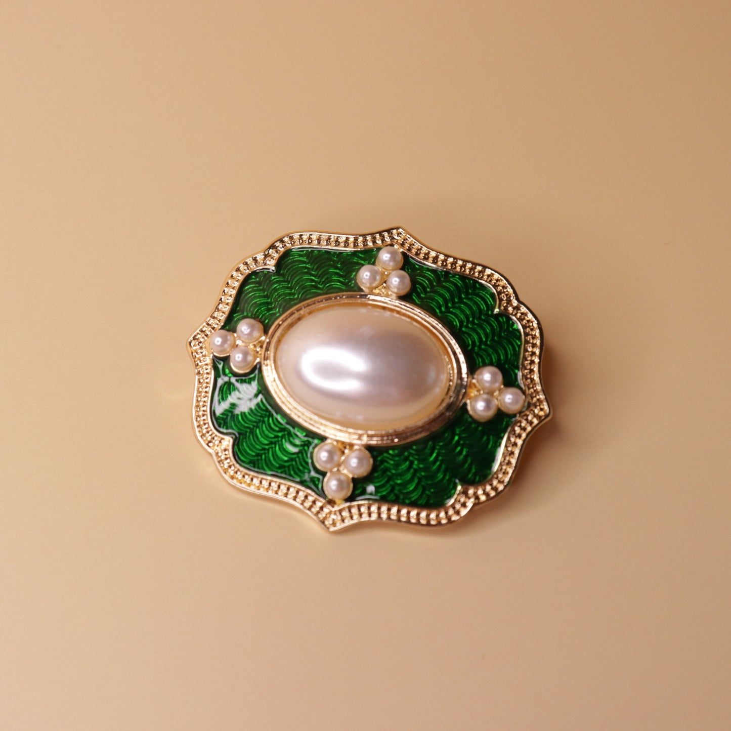 Emerald Pearl Heirloom Brooch