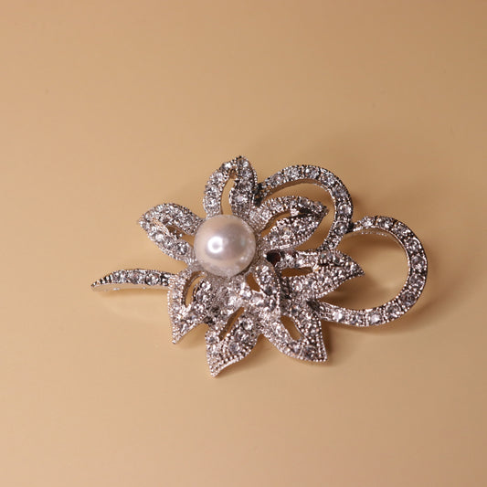 Silver Pearl Bloom Brooch