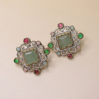 Floral Frame Squares Earrings