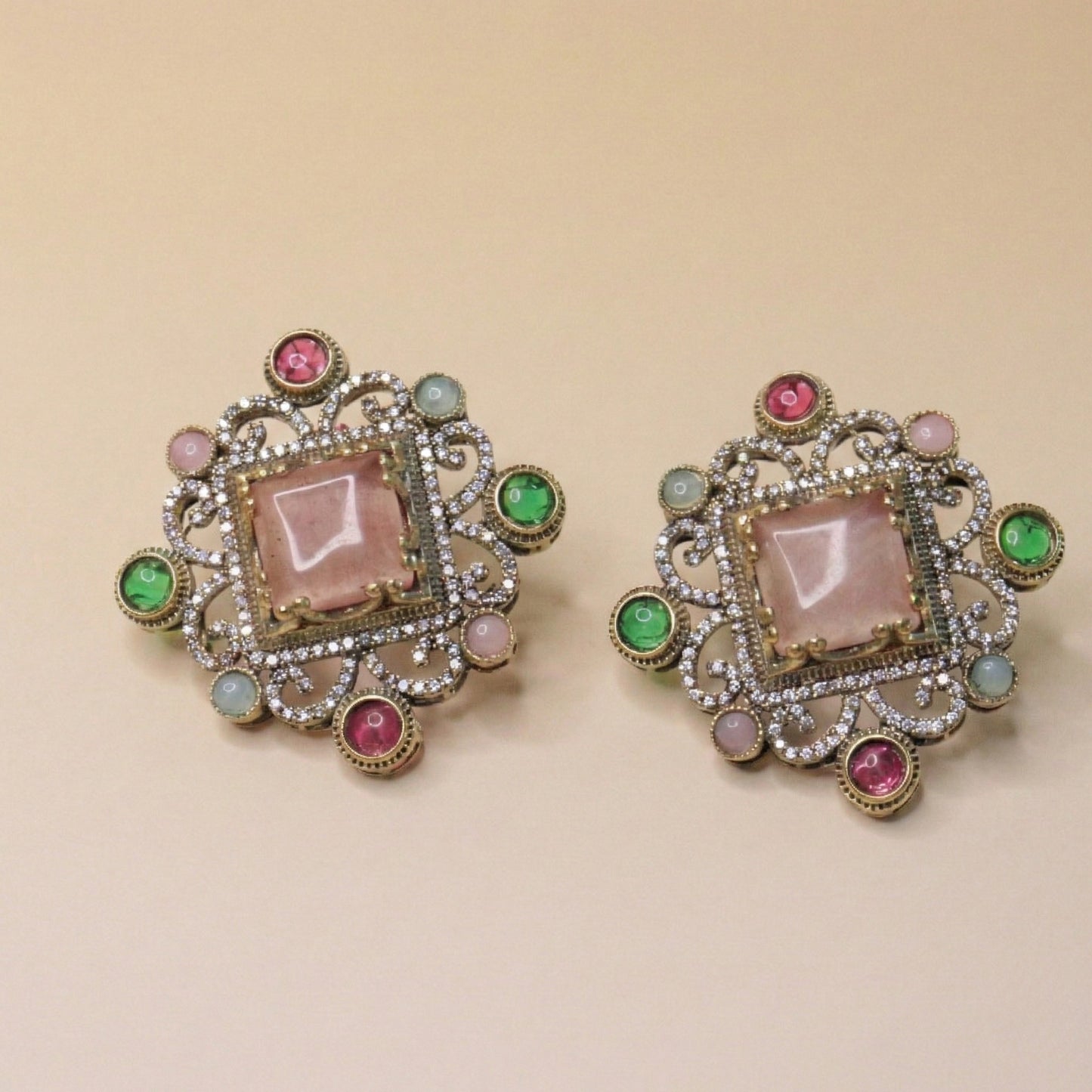 Floral Frame Squares Earrings