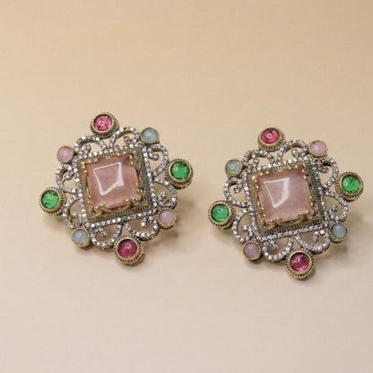 Floral Frame Squares Earrings