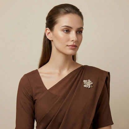 Gilded Frost Leaf Brooch