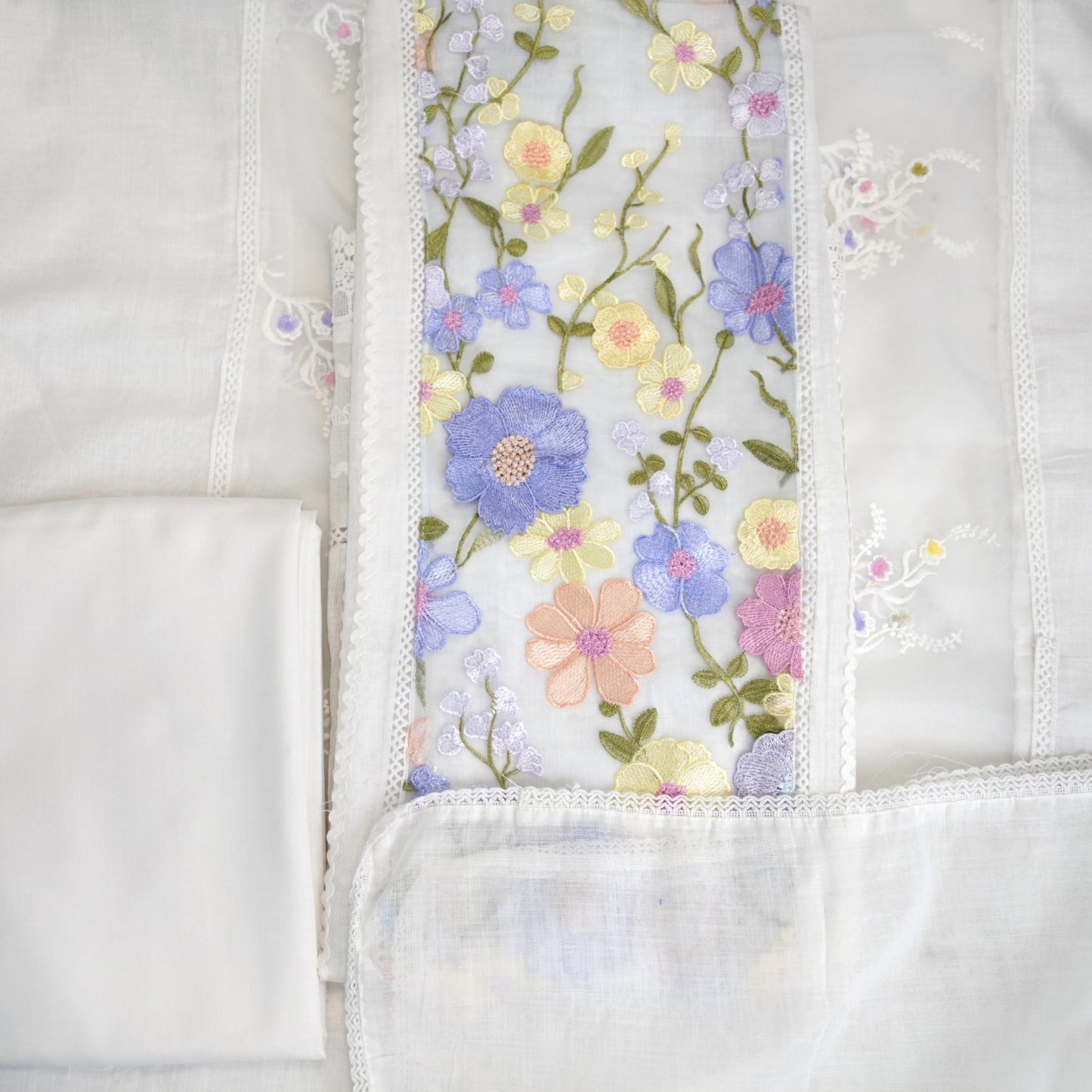 Ivory Floral Lacework Suit