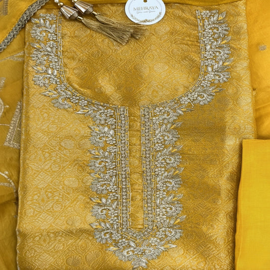 Embroidered Neckline Suit