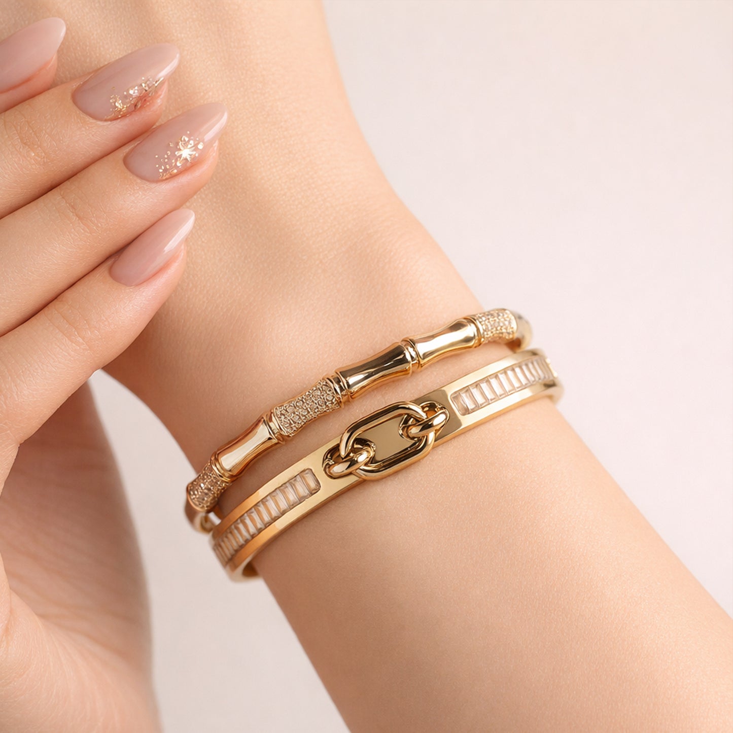 Crystal Line Gold Bracelet Stack