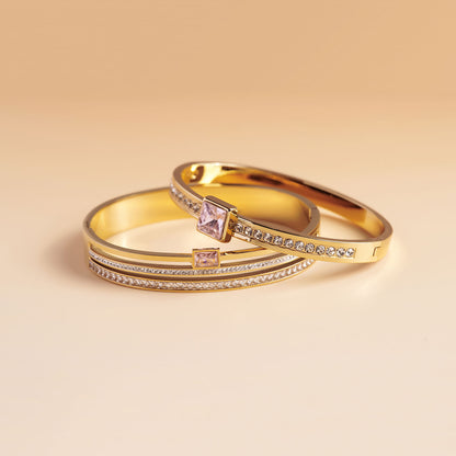 Lattice Gold Bracelet Stack