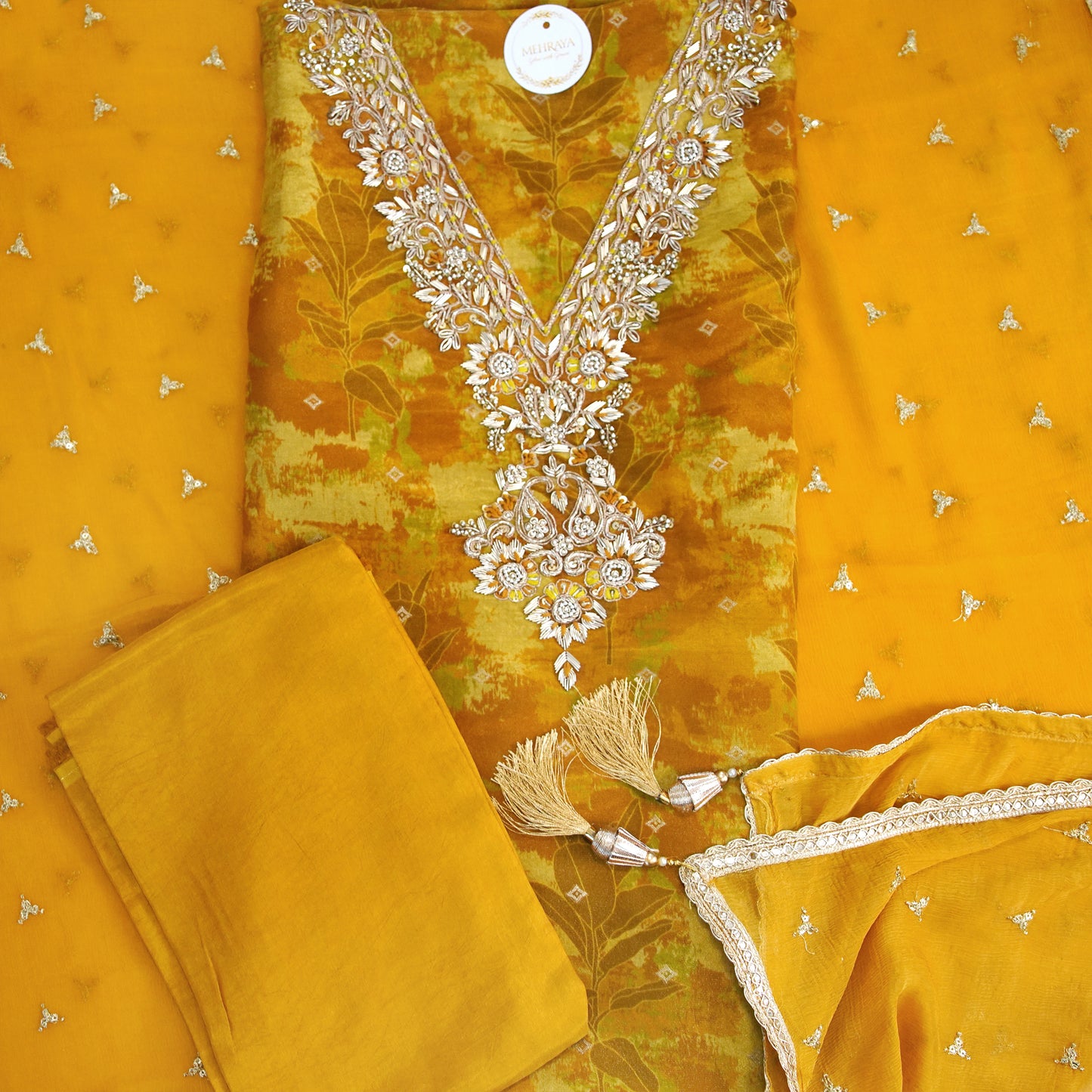 Saffron Opulence Embroidered Suit