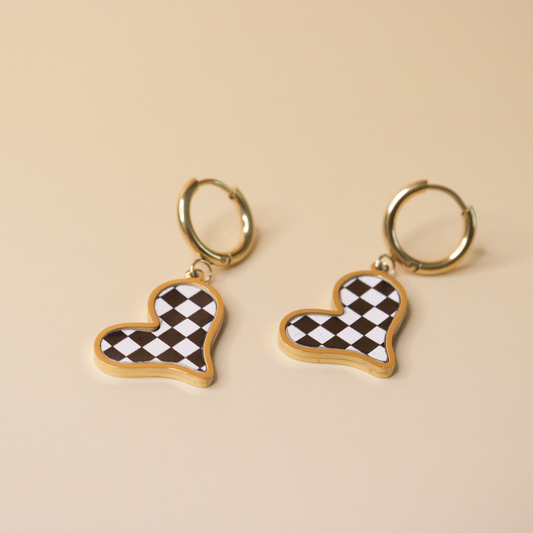 Checkered Heart Luxe Earrings