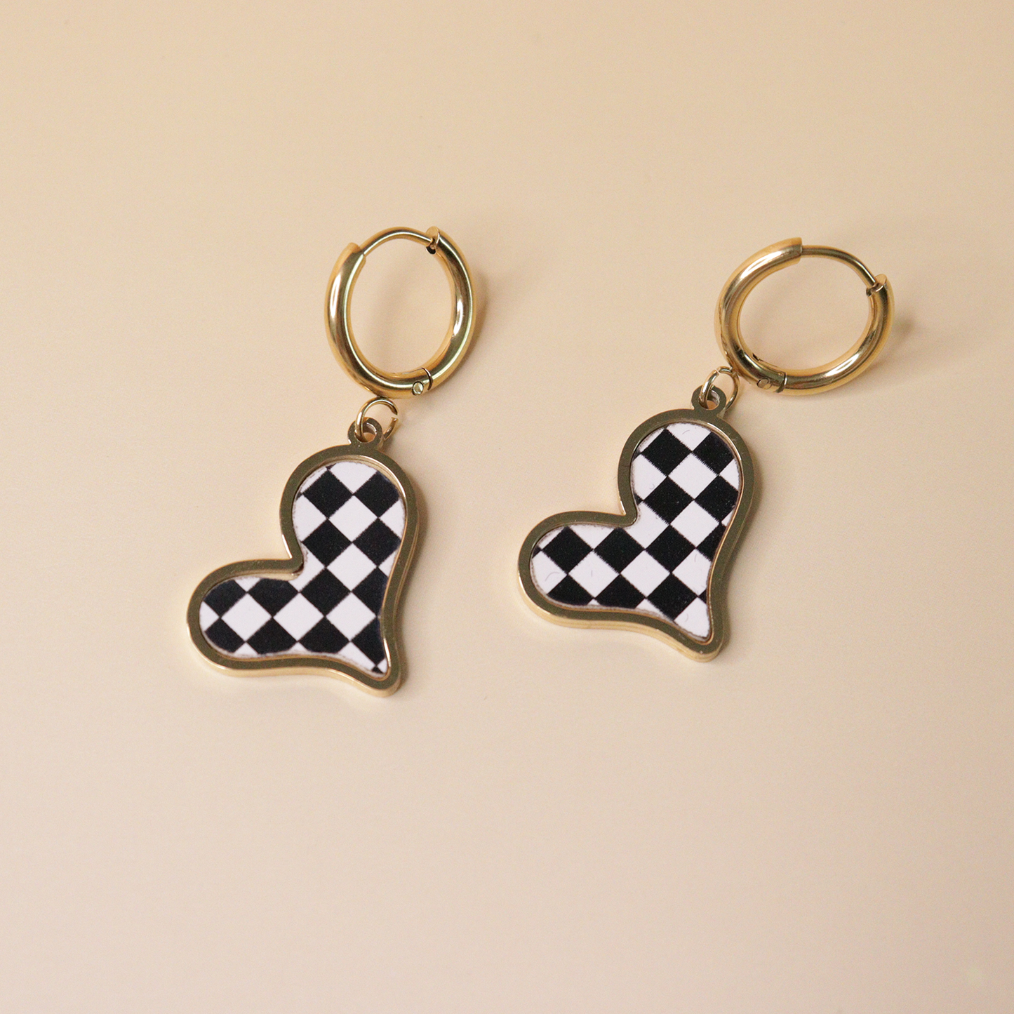 Checkered Heart Luxe Earrings