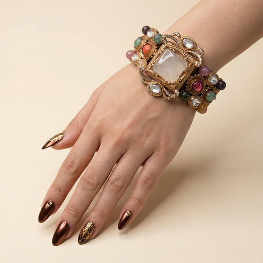 Antique Navratna Inspired Cuff