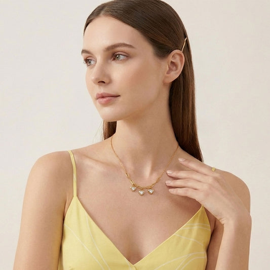 Crystal Heart Cascade Necklace