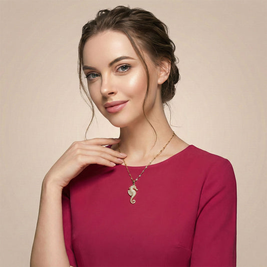 Crystal Tide Seahorse Neck Chain