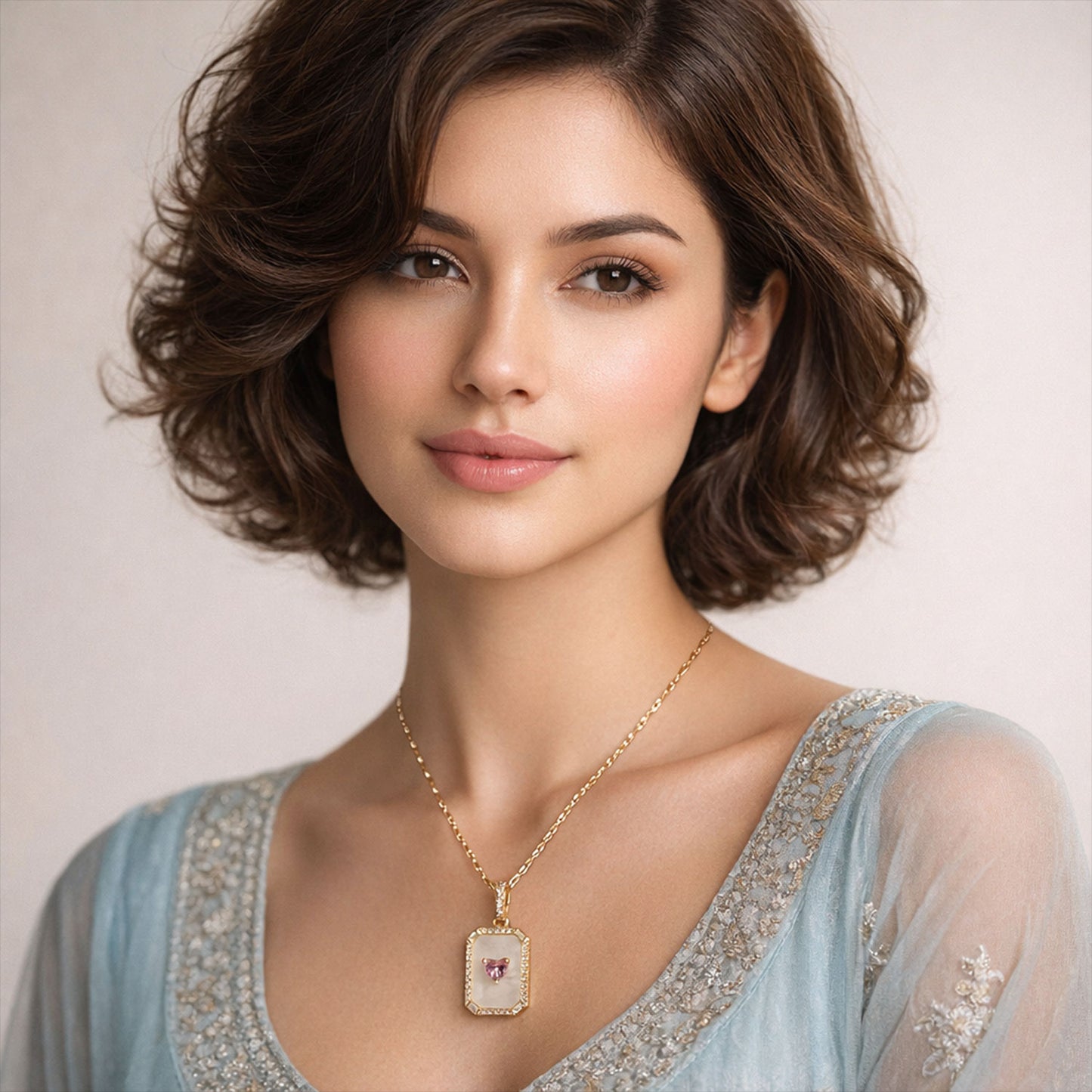 Heart’s Frame Crystal Neck Chain