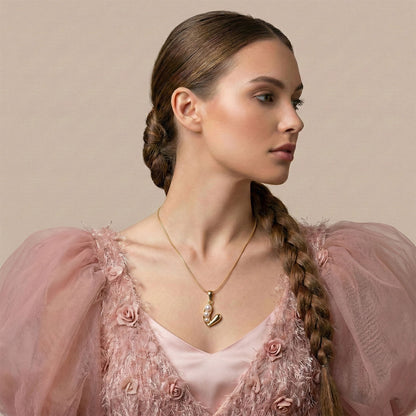 Trio Pearl Heart Charm Neck Chain