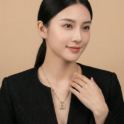 Square Halo Crystal Neck Chain