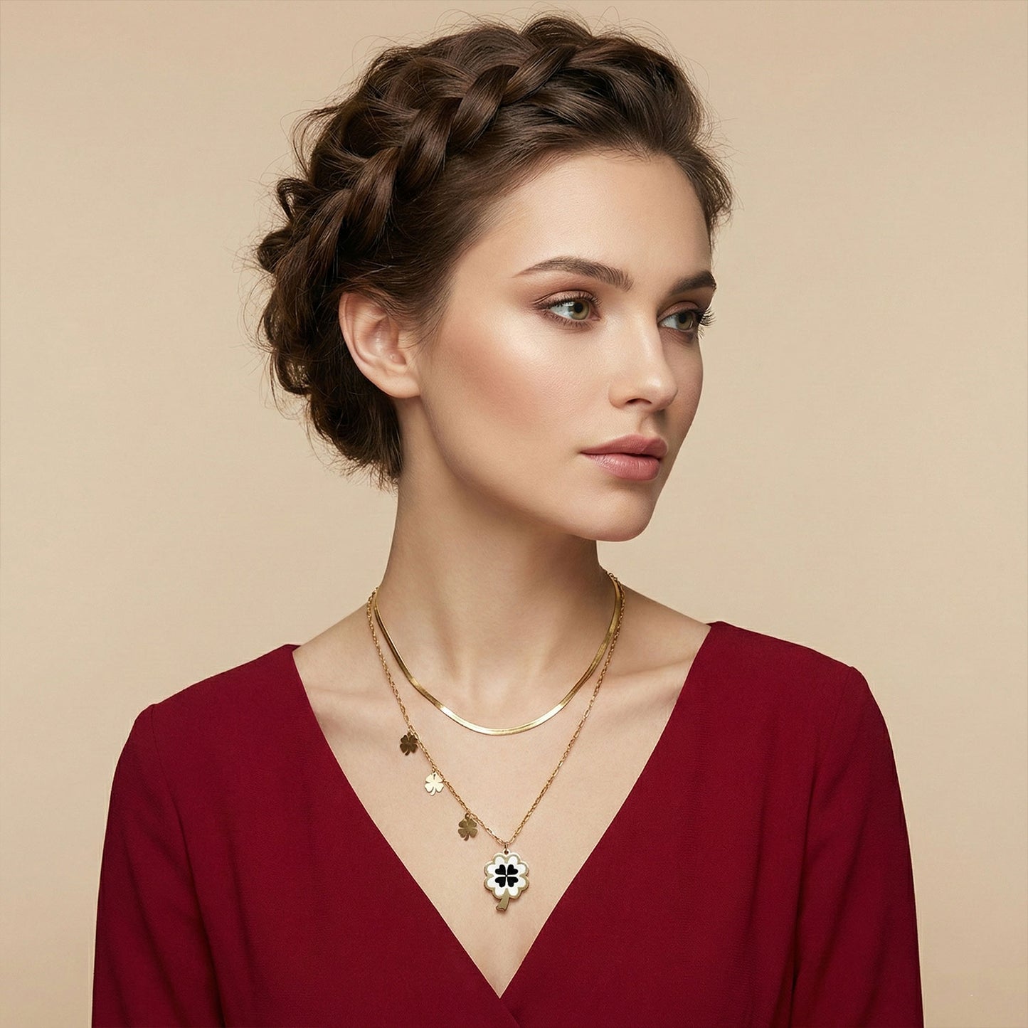 Herringbone & Charm Stack Neck Chain