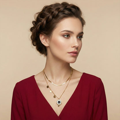 Herringbone & Charm Stack Neck Chain