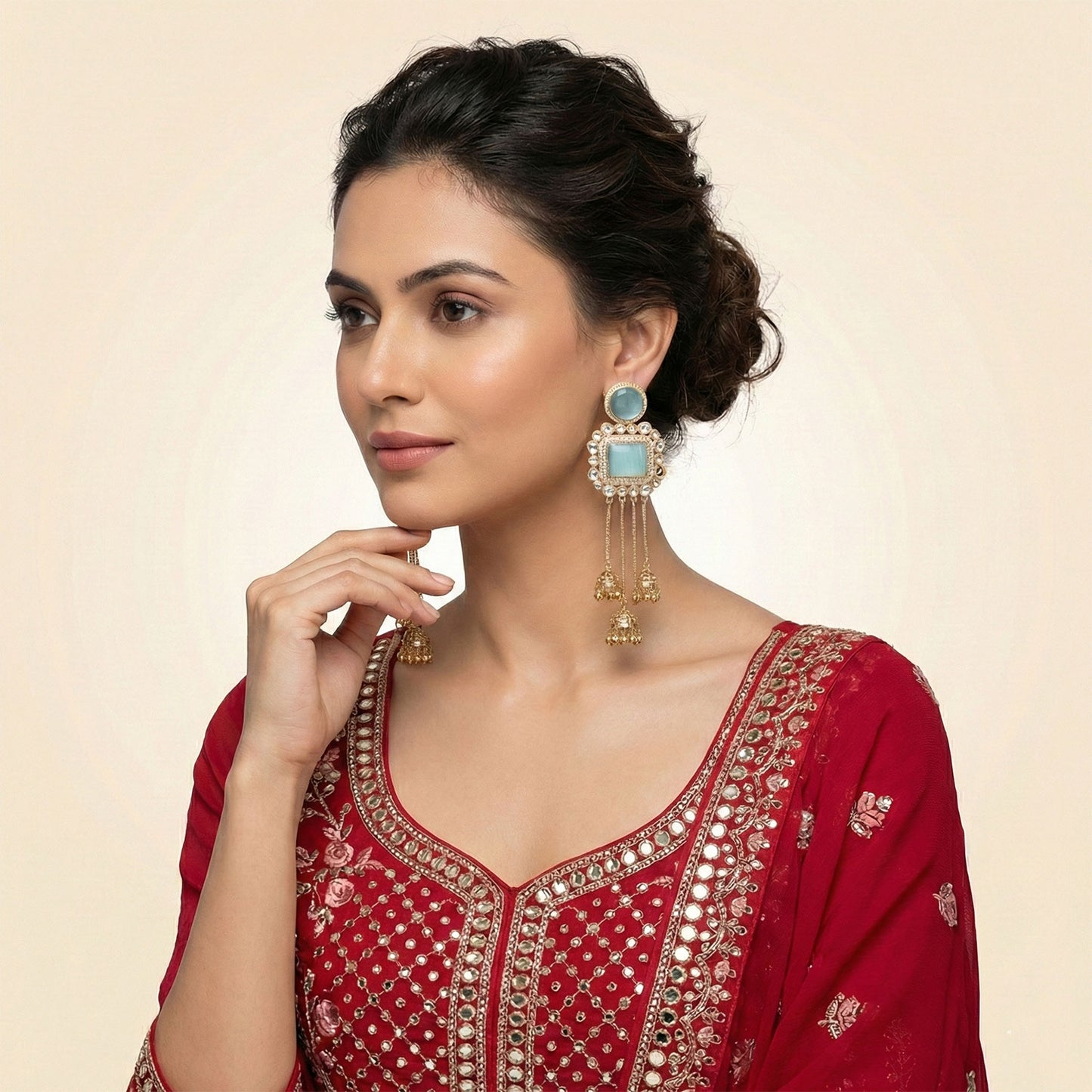 Royal Aquamarine Chandeliers Earrings