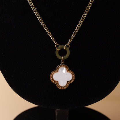 White Petal Clover Neck Chain
