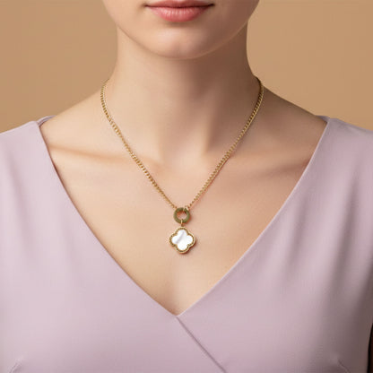 White Petal Clover Neck Chain