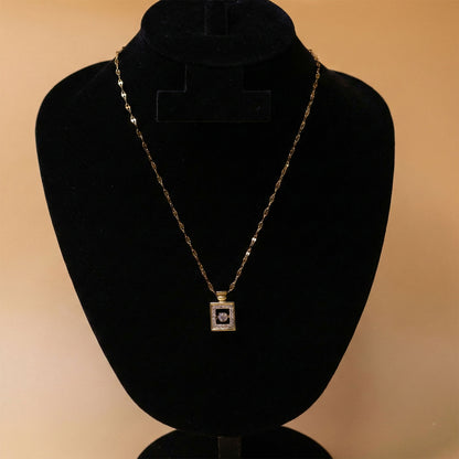 Square Halo Crystal Neck Chain