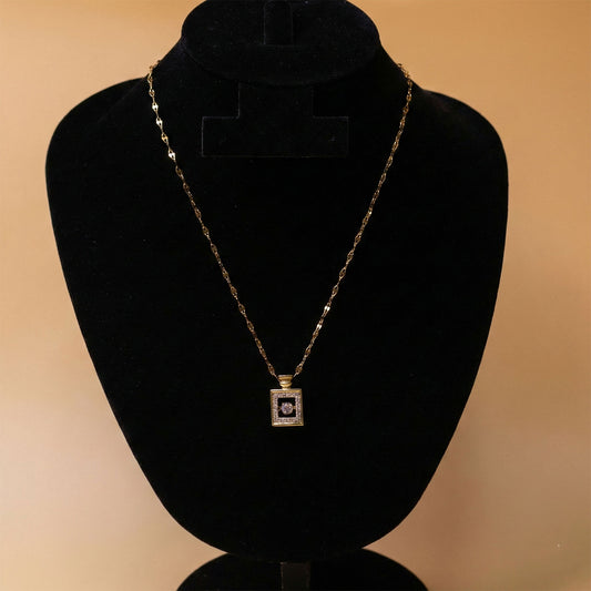 Square Halo Crystal Neck Chain