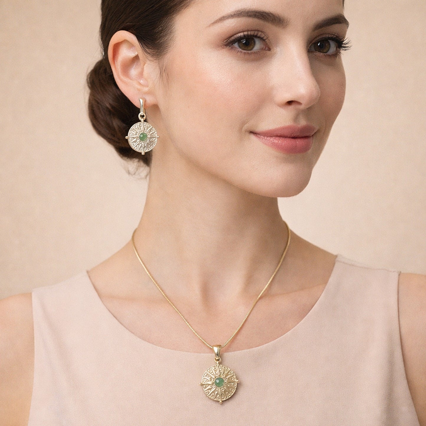 Floral Green Stone Set