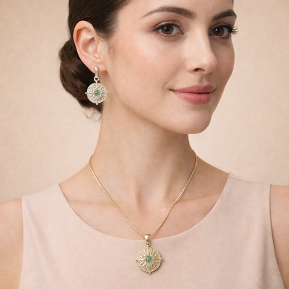 Floral Green Stone Set